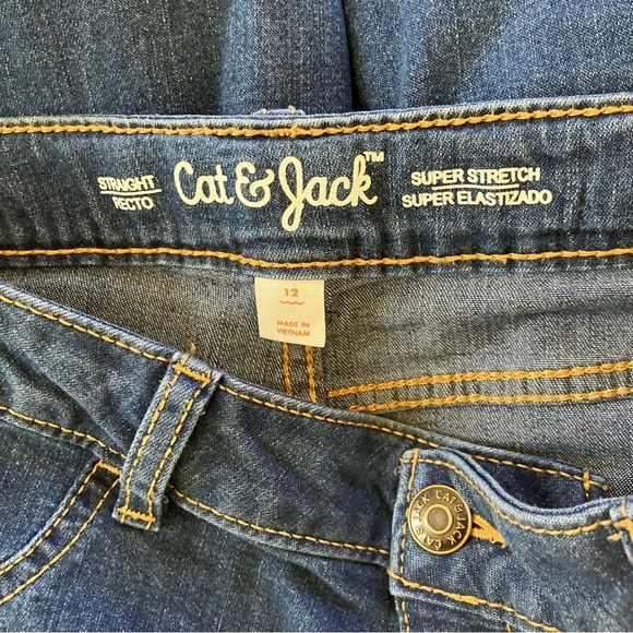 🐱 NWT Girl’s Cat & Jack Super Stretch Straight Blue Jeans (12) - Picture 4 of 4
